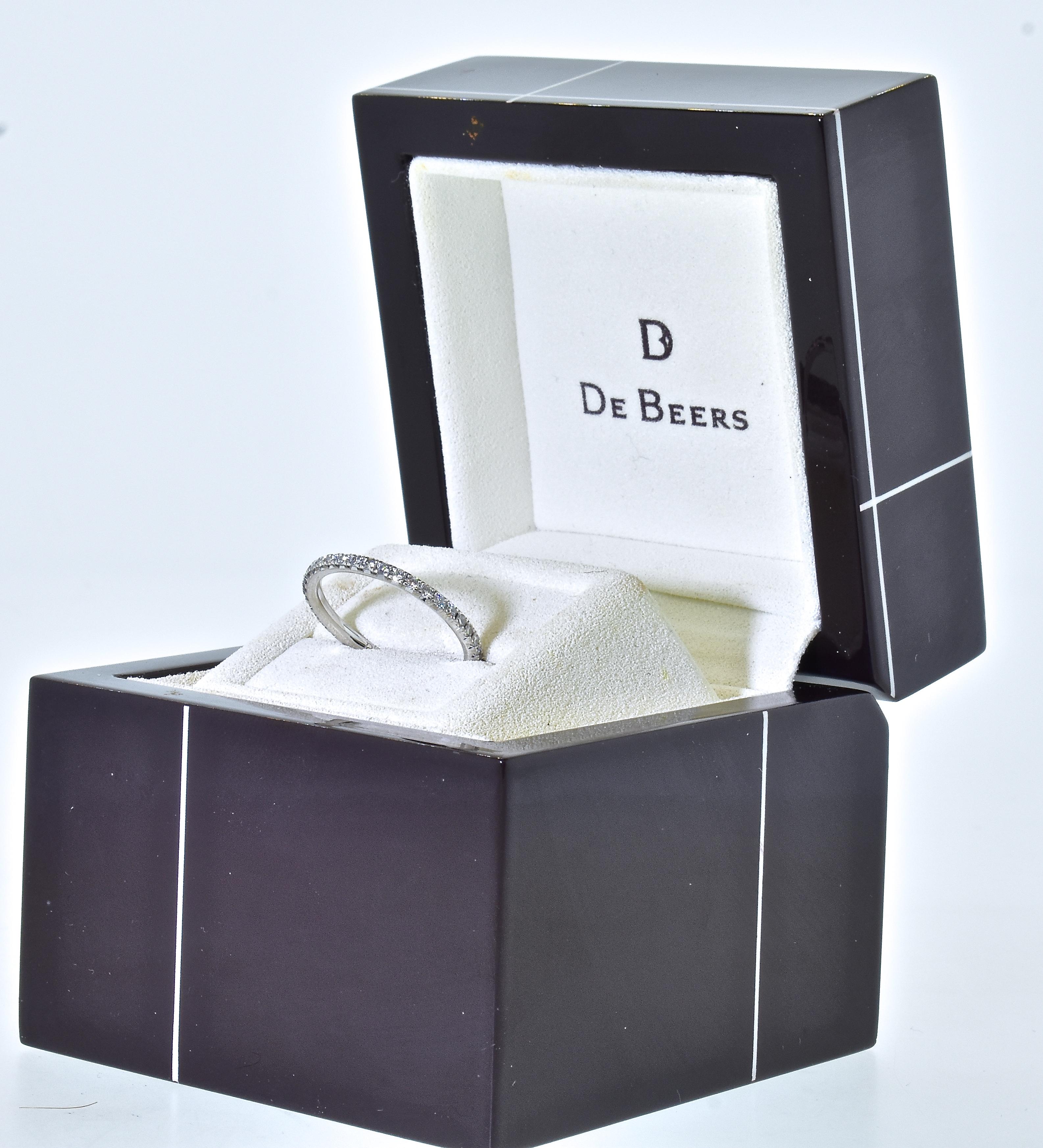 De Beers Diamond Eternity Band in 18K White Gold In Excellent Condition For Sale In Aspen, CO