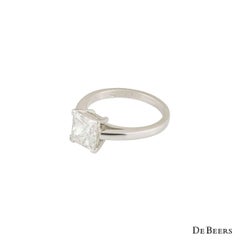 De Beers Diamond Princess Cut Solitaire Ring 2.50 Carat