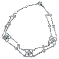 De Beers Enchanted Lotus 18K White Gold Full Diamond Triple Lotus Bracelet