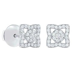 De Beers Enchanted Lotus 18K White Gold Full Pavé Diamond Stud Earrings