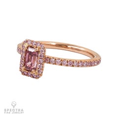 De Beers GIA Certified 0.44 Carat Vivid Pink Diamond Engagement Ring