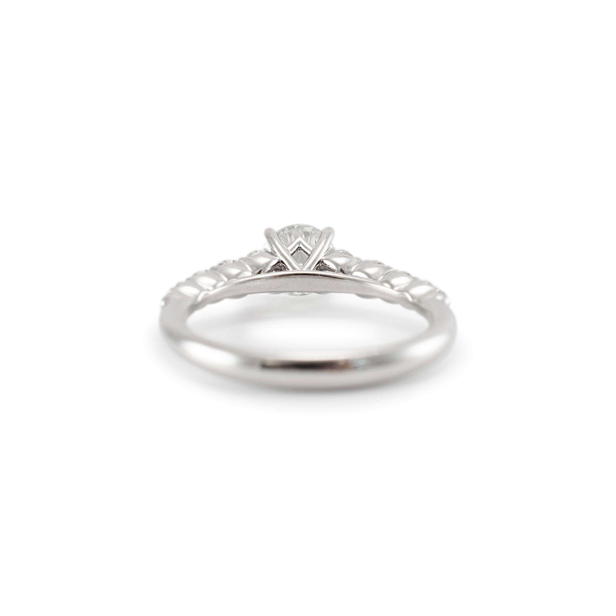 Women's De Beers Ladies Platinum Round Brilliant Accented Diamond Engagement Ring For Sale