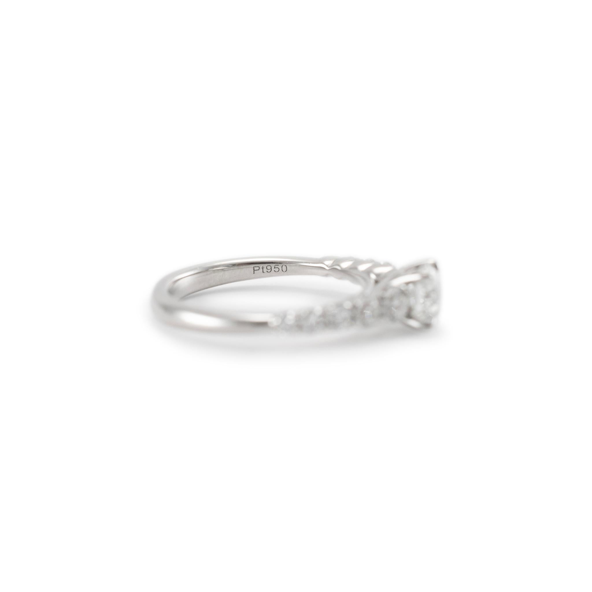 De Beers Ladies Platinum Round Brilliant Accented Diamond Engagement Ring For Sale 2