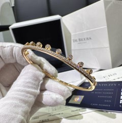 De Beers Natural Diamond 18k Rose Gold Dewdrop Bangle Size 16