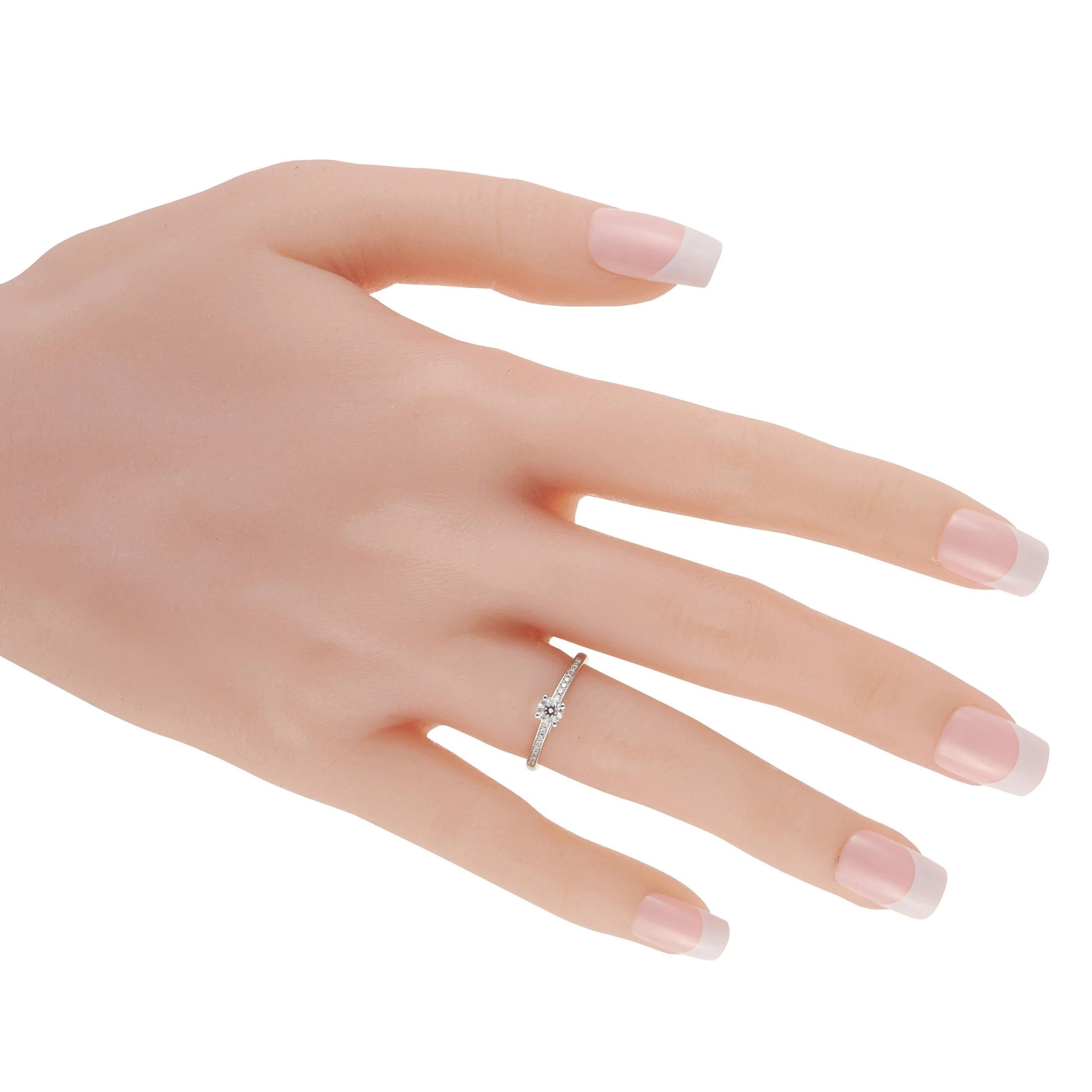 Round Cut De Beers Platinum 0.35 Ct Diamond Engagement Ring