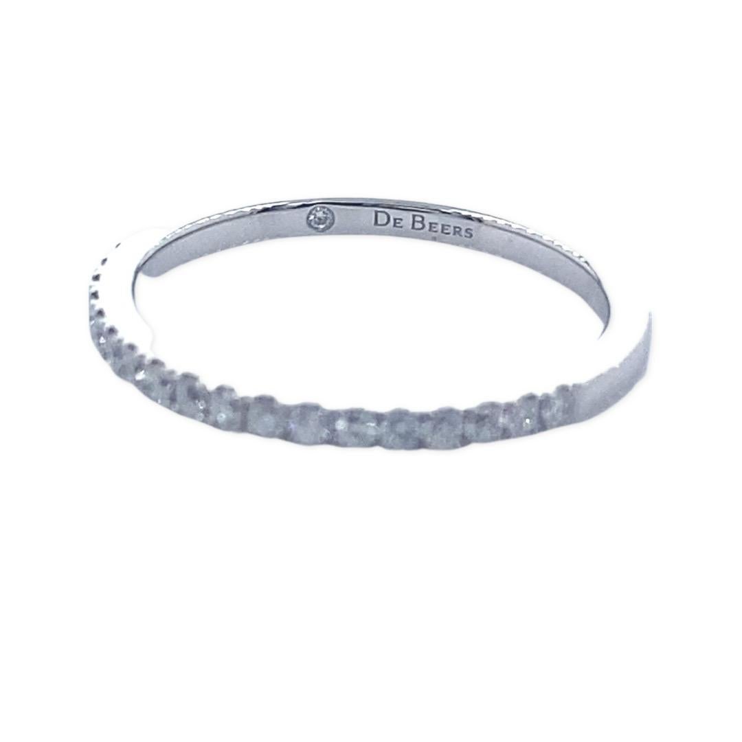 De Beers Platinum Diamond 0.20TCW Classic Half Eternity Wedding Band Ring Papers For Sale 7