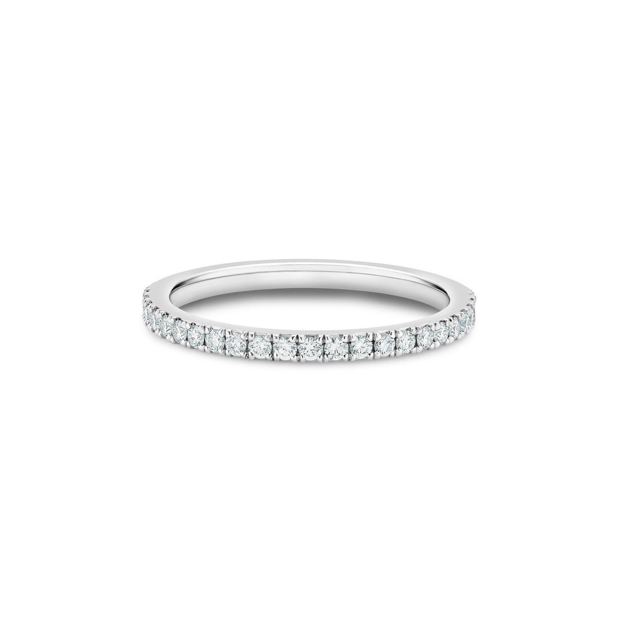 De Beers Platinum Diamond 0.20TCW Classic Half Eternity Wedding Band Ring Papers For Sale 8