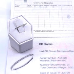 De Beers Diamante Platino 0.20TCW Alianza Clásica Media Eternidad Papeles