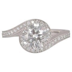 De Beers Platinum Diamond Caress Engagement Ring 1.24 Carat GIA Certified