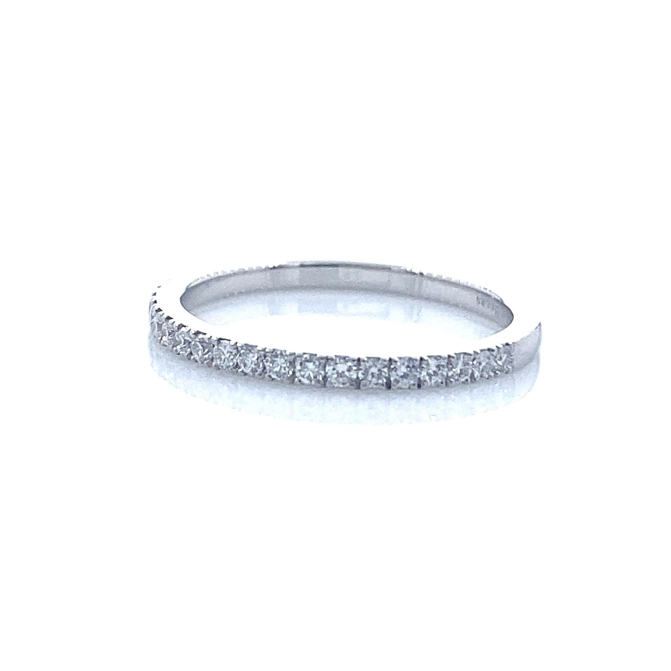 Women's or Men's De Beers Platinum Diamond Classic Half Eternity Wedding Band Ring with Papers For Sale