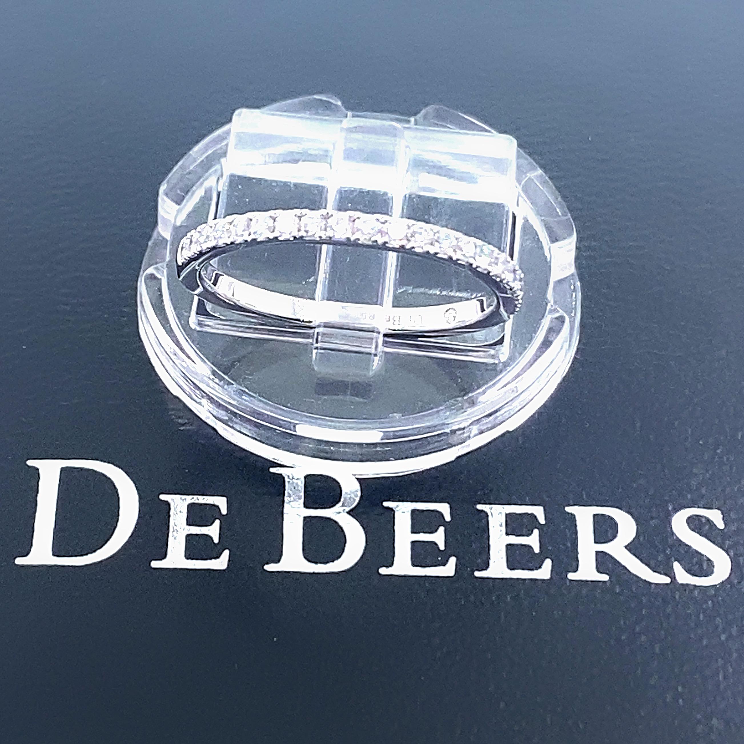 De Beers Platinum Diamond Classic Half Eternity Wedding Band Ring with Papers For Sale 2