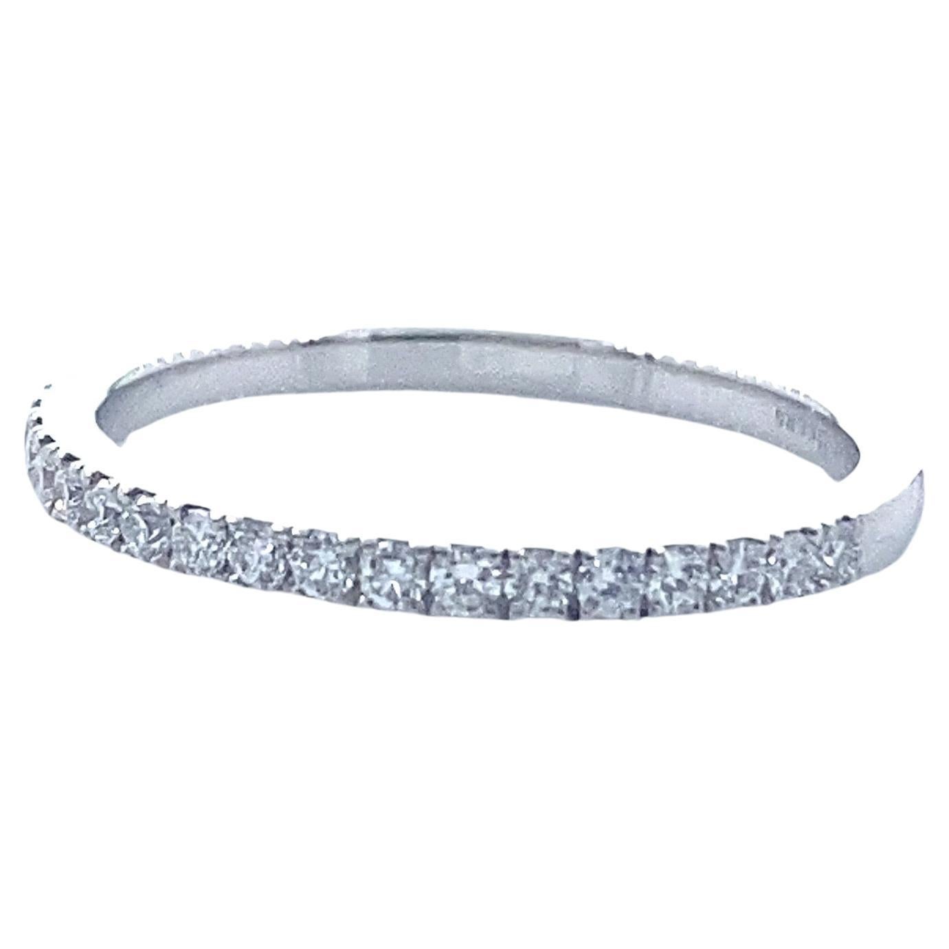 De Beers Platinum Diamond Classic Half Eternity Wedding Band Ring with Papers For Sale