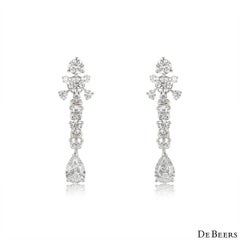De Beers Platinum Diamond Lea Dangle Earrings E102134