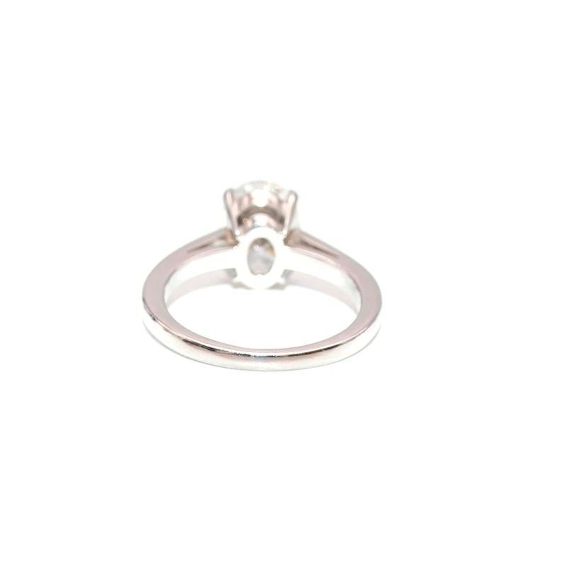 De Beers Platinum Oval Solitaire Diamond Ring - Size N1/2 In Excellent Condition For Sale In London, GB
