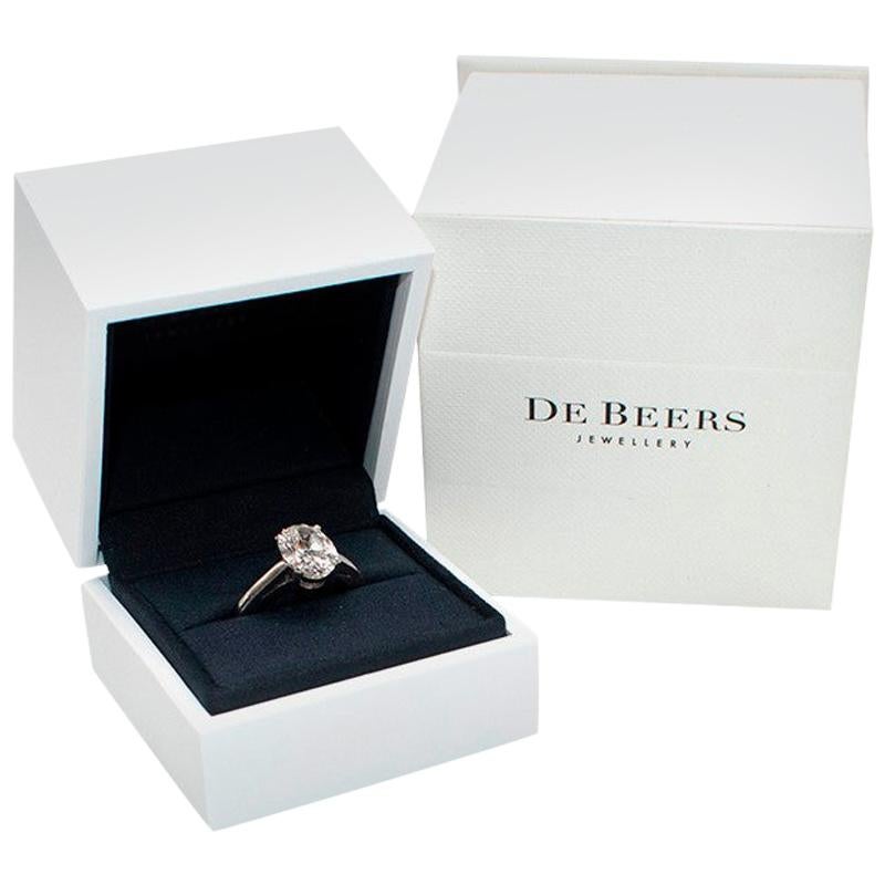 De Beers Platinum Oval Solitaire Diamond Ring - Size N1/2 For Sale at  1stDibs | de beers engagement rings, de beers diamond ring, de beers rings