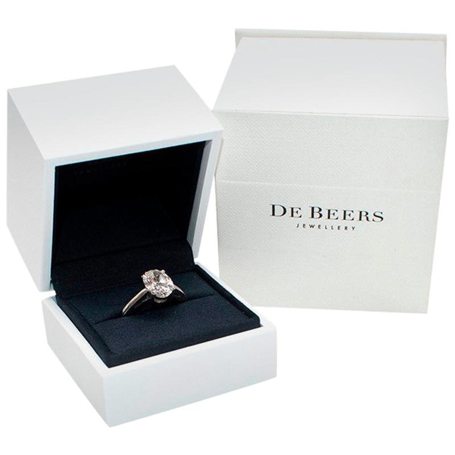 De Beers Platinum Oval Solitaire Diamond Ring - Size N1/2 For Sale at  1stDibs | de beers engagement rings, debeers engagement ring, de beers  engagement ring