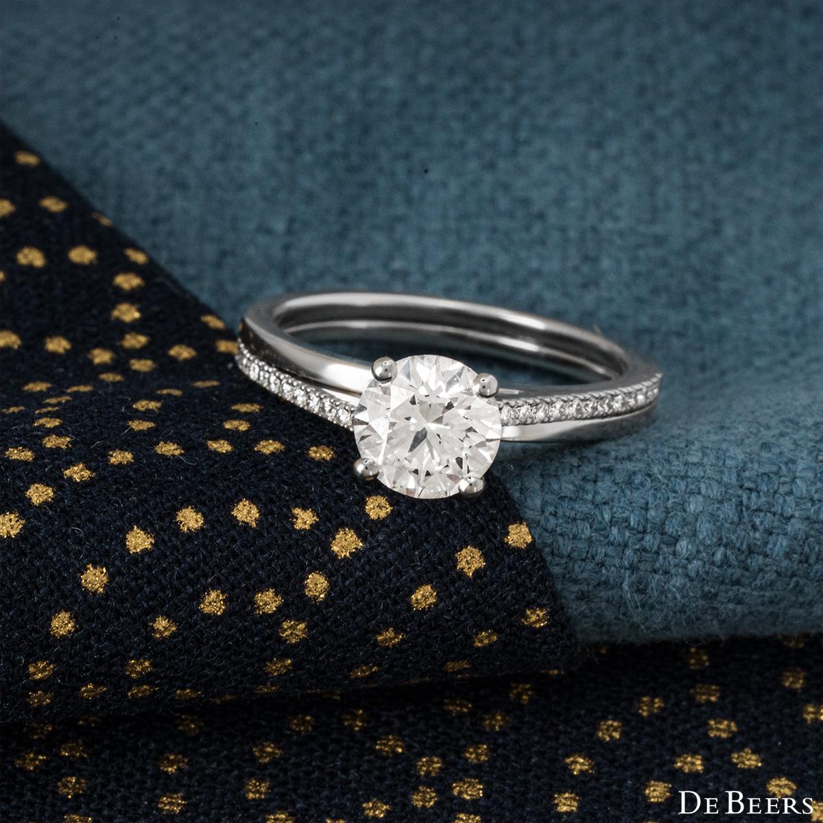 De Beers Platinum The Promise Ring 1.14 Carat F/IF In Excellent Condition In London, GB