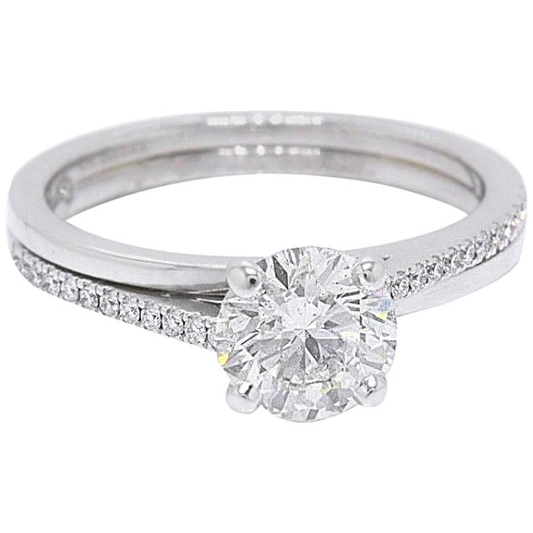 De Beers Promise Diamond Engagement Ring 1.35 Carat Round Brilliant J SI2 Papers For Sale at 1stdibs