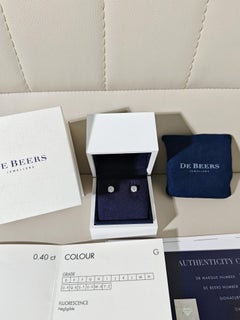 De Beers PT950 Platin-Diamantohrringe mit vier Krappen