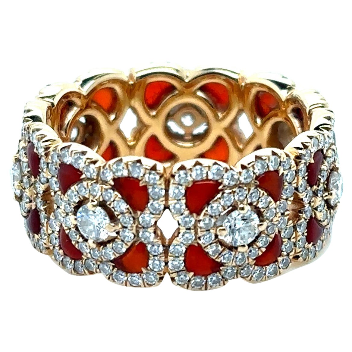 De Beers Rose Gold Carnelian And Diamond Enchanted Lotus Eternity Ring