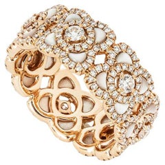 Anello De Beers in oro rosa con diamanti e madreperla, misura 55