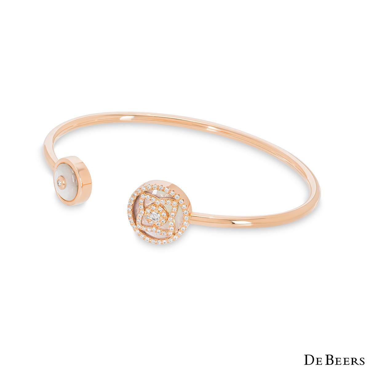 Round Cut De Beers Rose Gold Mother of Pearl & Diamond Enchanted Lotus Bracelet B102175 For Sale