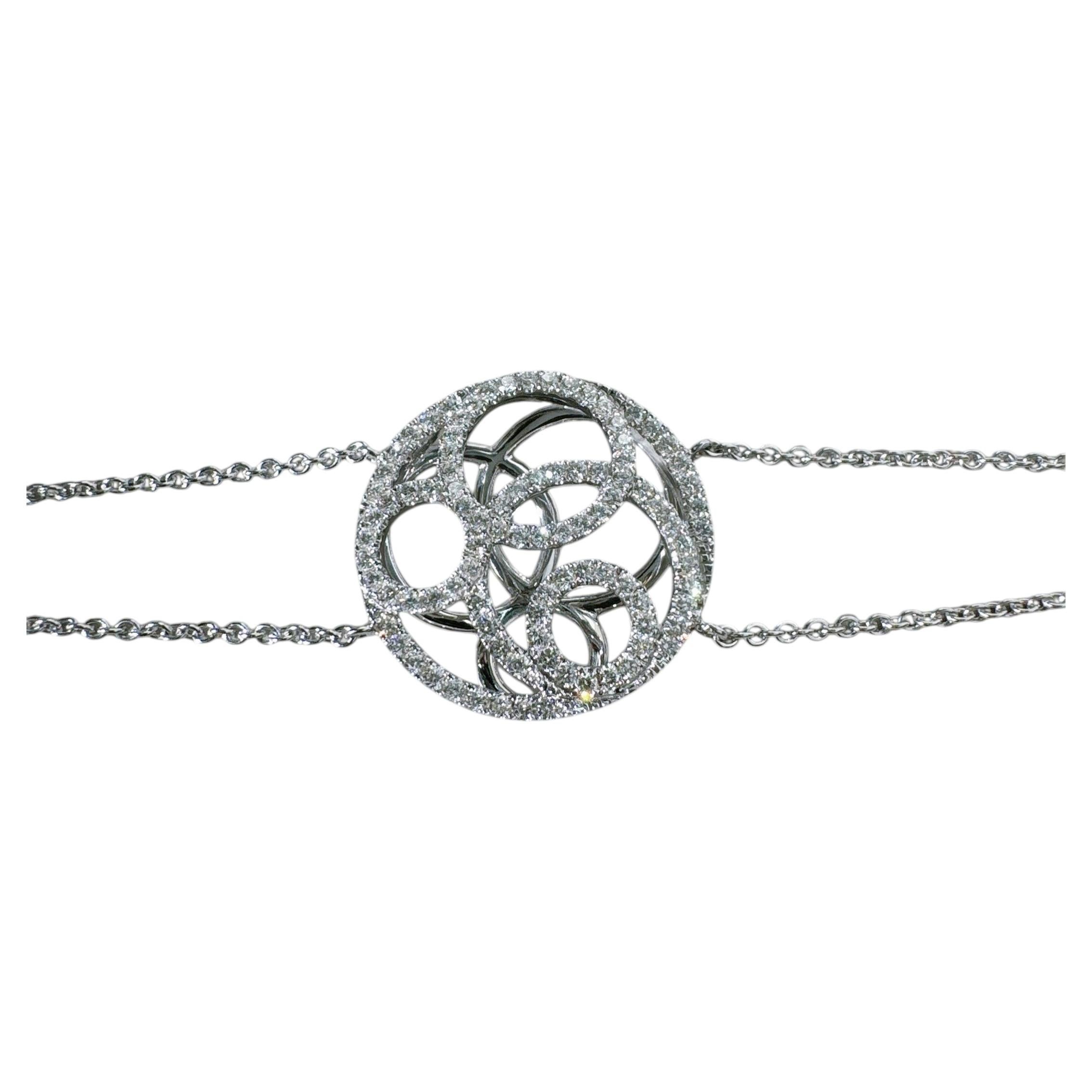 Pre-owned De Beers Sicily 18k White Gold Full Pavé Diamond Chain Bracelet