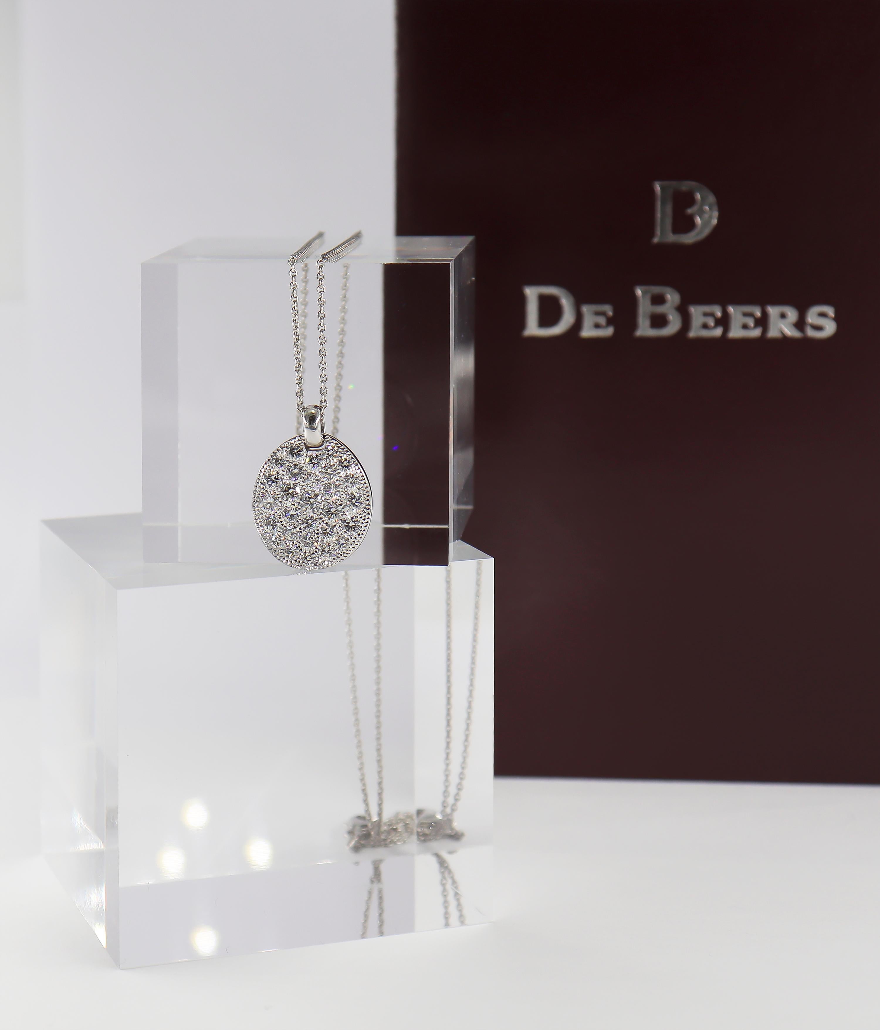 Contemporary De Beers Talisman Collection Diamond Pendant Necklace = 1.38 Carat Total Weight