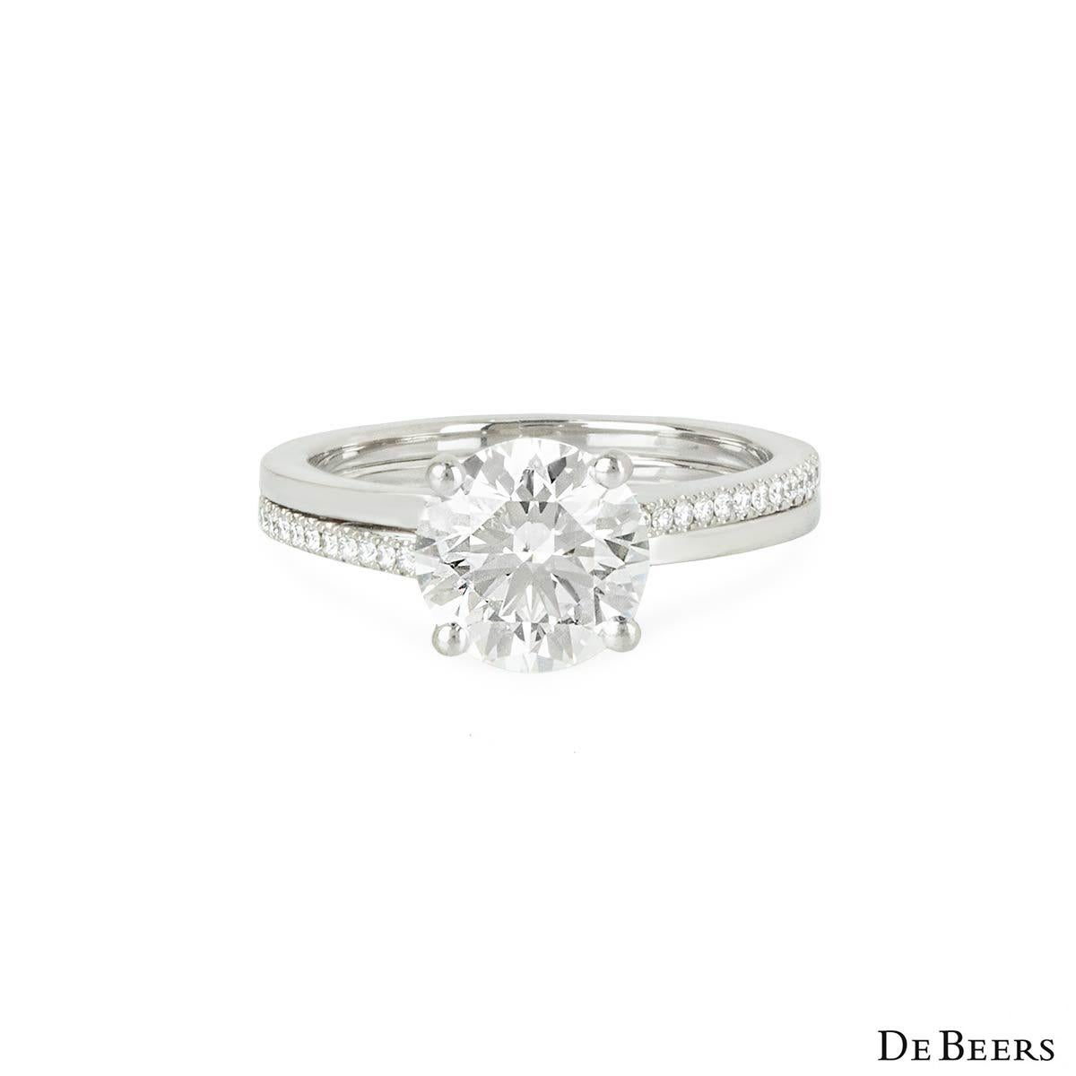 Taille ronde De Beers the Promise Bague de fiançailles avec diamant 2,05 carats I/SI2 XXX certifié GIA en vente