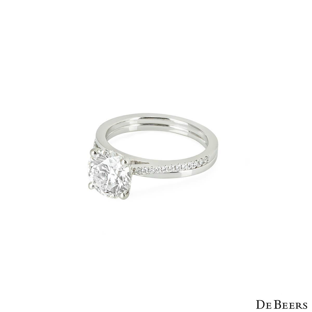 Round Cut De Beers the Promise Diamond Engagement Ring 2.05Ct I/SI2 XXX GIA Cert For Sale