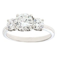De Beers Three-Stone Diamond-Set Platinum Ring GIA