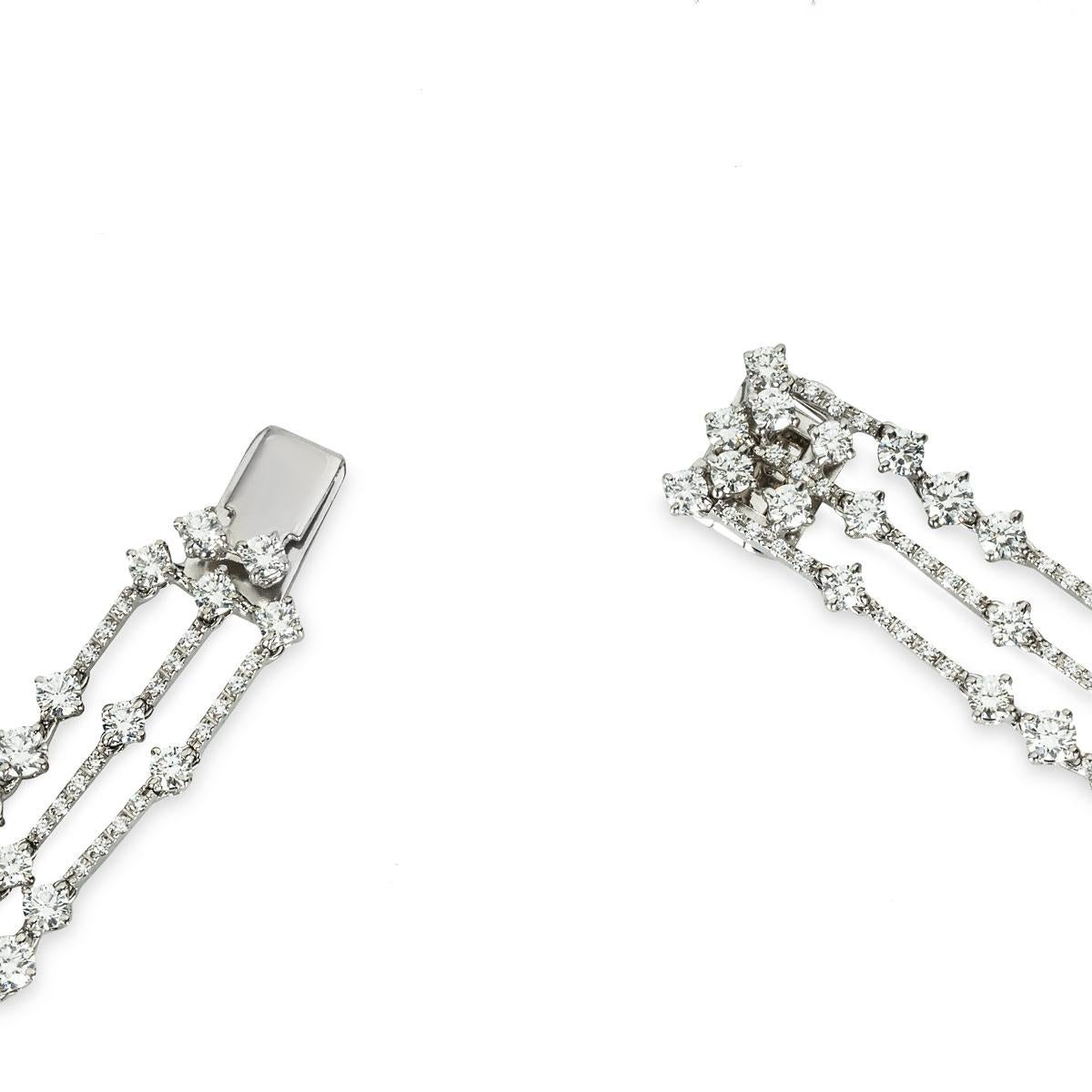 Women's De Beers White Gold Arpeggia Three Line Diamond Necklace 19.4ct G+/VS+