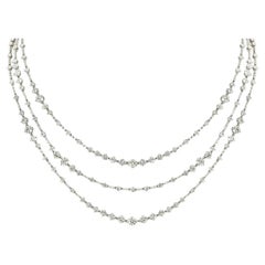 De Beers White Gold Arpeggia Three Line Diamond Necklace 19.4ct G+/VS+