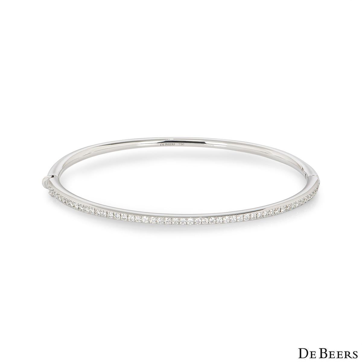 Round Cut De Beers White Gold Classic Diamond Bangle B102113 For Sale