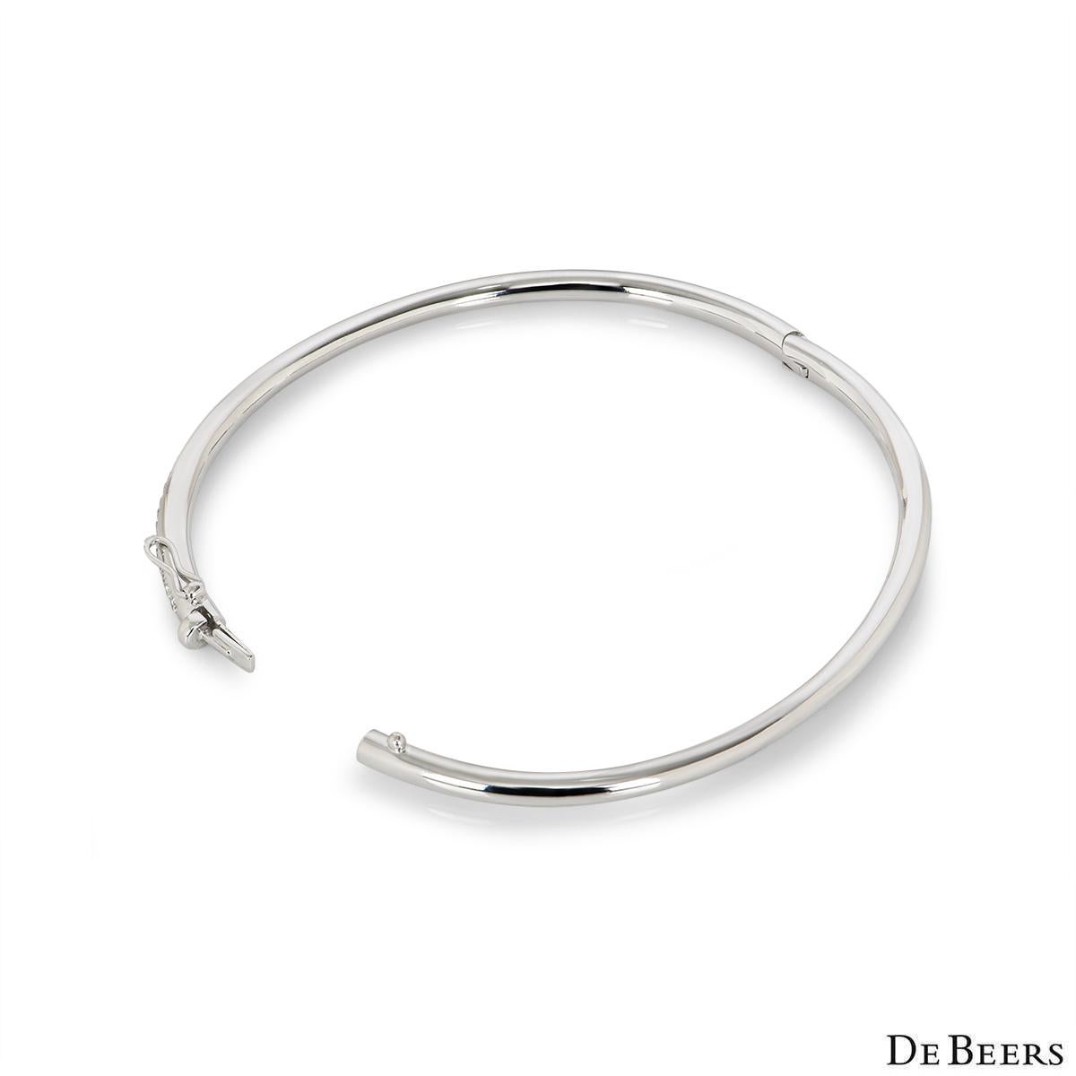 De Beers White Gold Classic Diamond Bangle B102113 In Excellent Condition For Sale In London, GB