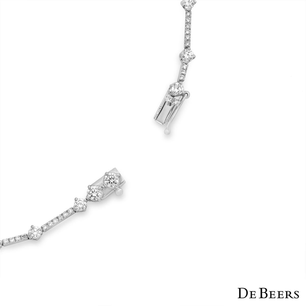 De Beers White Gold Diamond Apreggia One Line Bracelet In Excellent Condition In London, GB