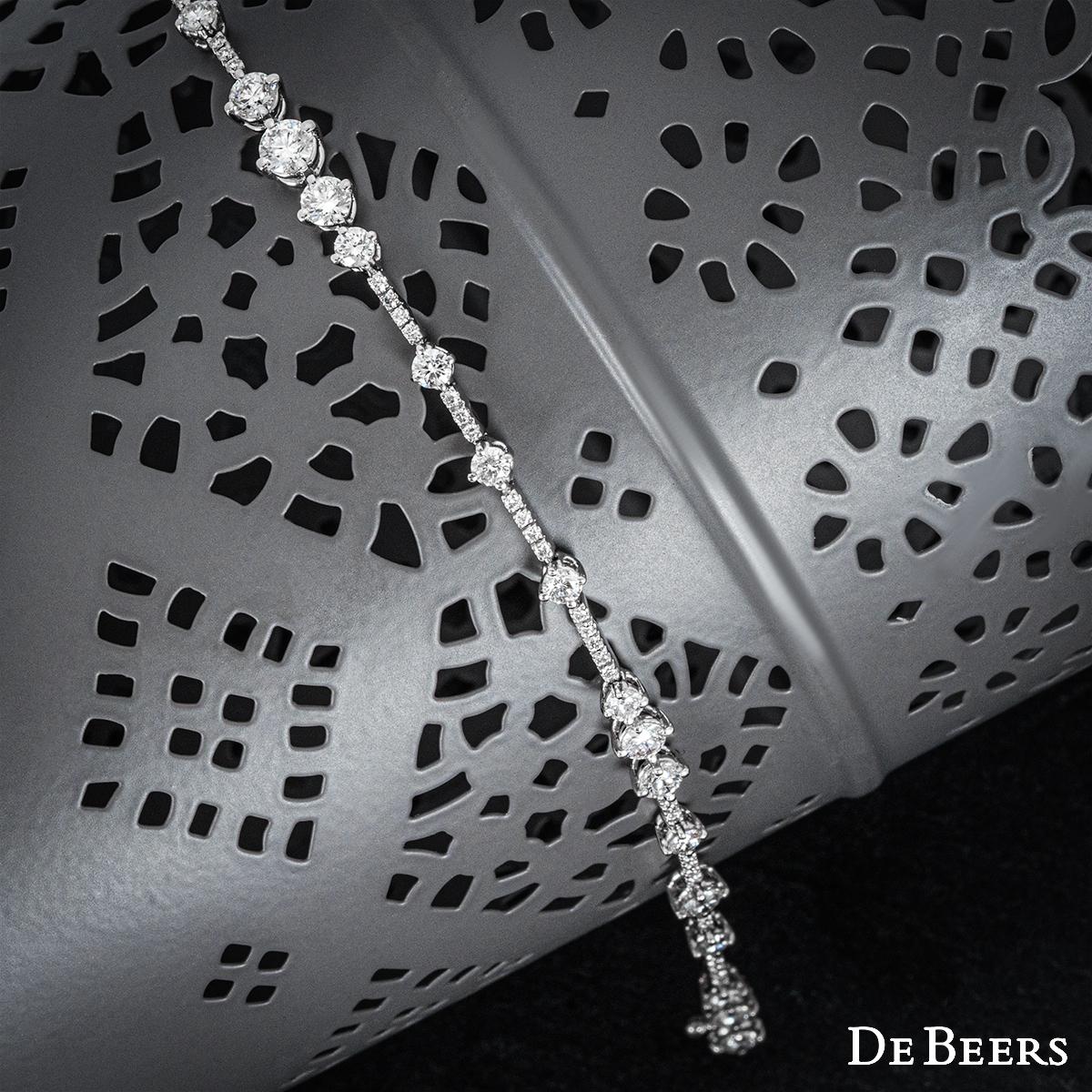 De Beers White Gold Diamond Apreggia One Line Bracelet 2