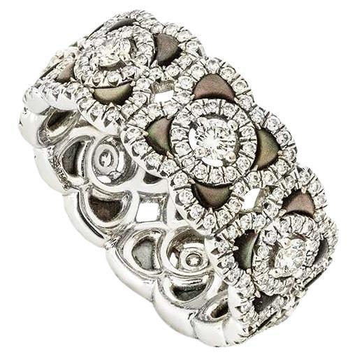 De Beers Weißgold Diamant 
Schwarz Perlmutt Enchanted Lotus Ring Größe 49 im Angebot