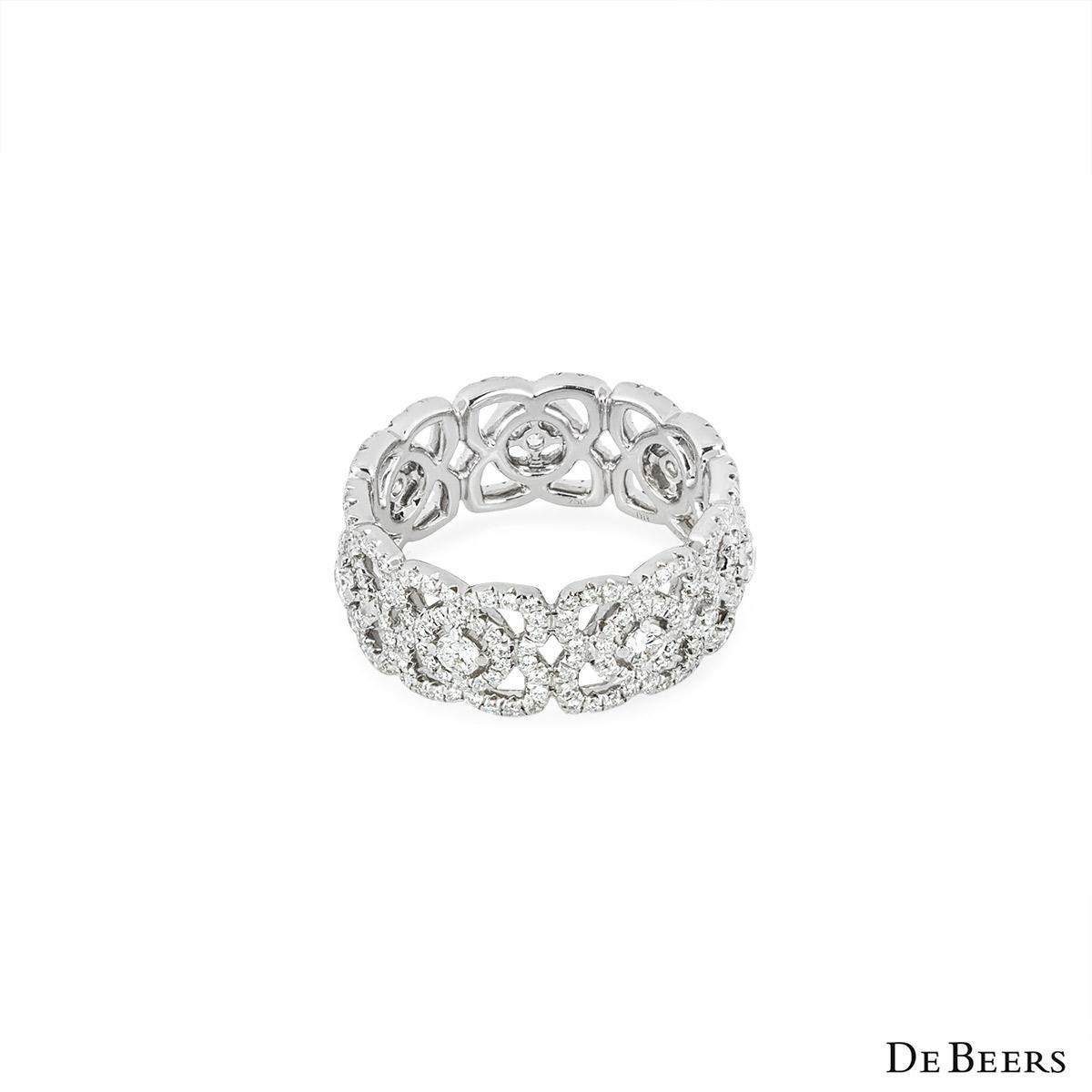 De Beers White Gold Diamond Enchanted Lotus Ring In Excellent Condition In London, GB