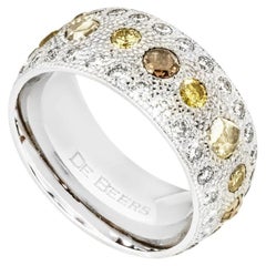De Beers Weißgold Talisman große Band Diamant Ring Größe 49 R103818