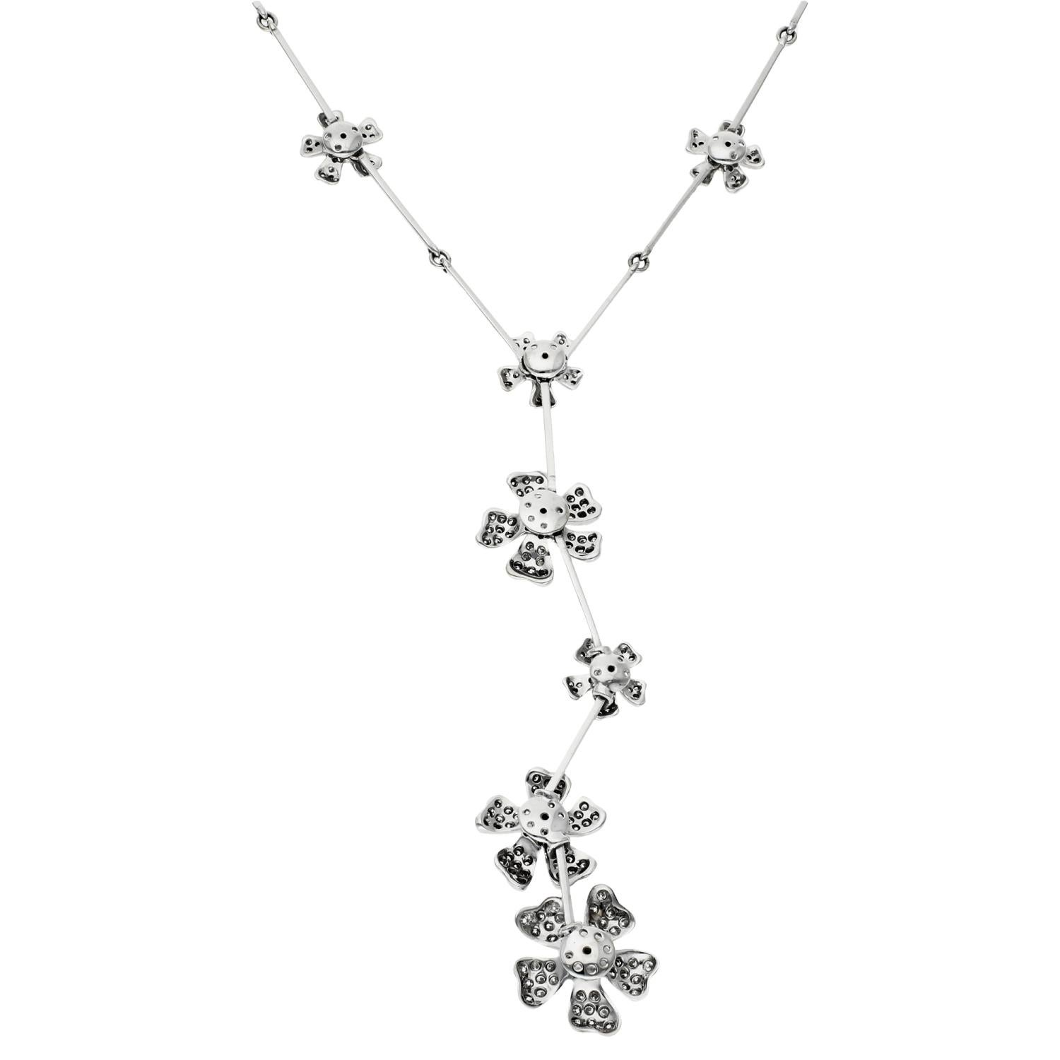 Modern De Beers Wild Flower Necklace 2.10ct Diamond and 18ct White Gold For Sale