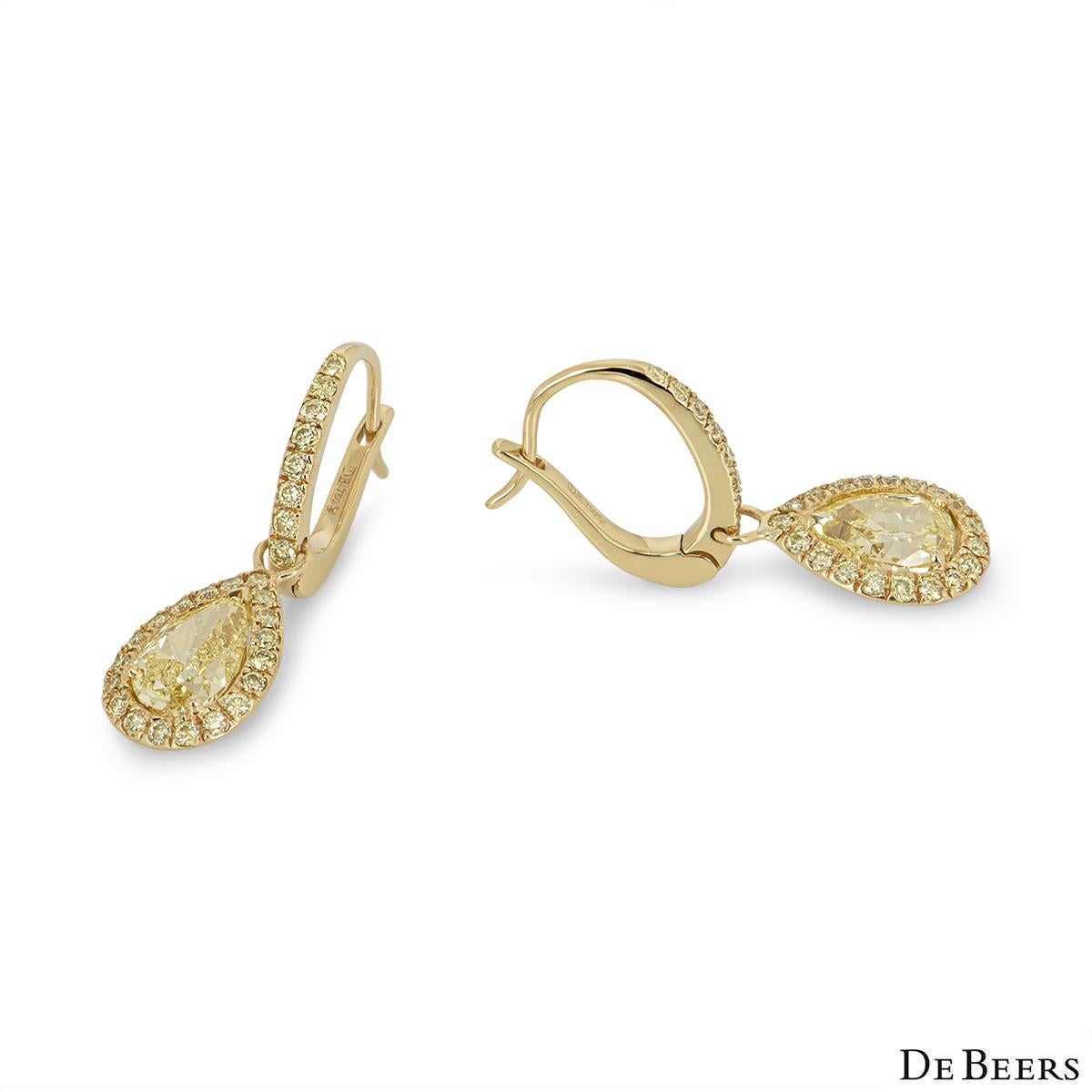 De Beers Yellow Diamond Aura Earrings 1.80ct TDW In Excellent Condition In London, GB