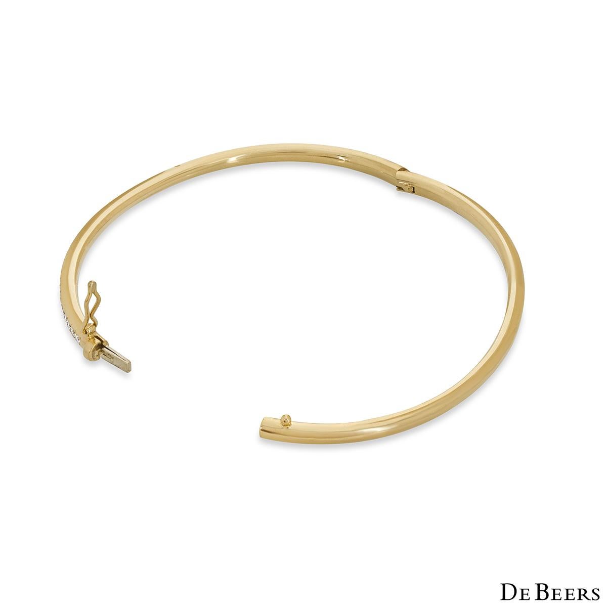 De Beers Yellow Gold Classic Diamond Bangle In Excellent Condition In London, GB