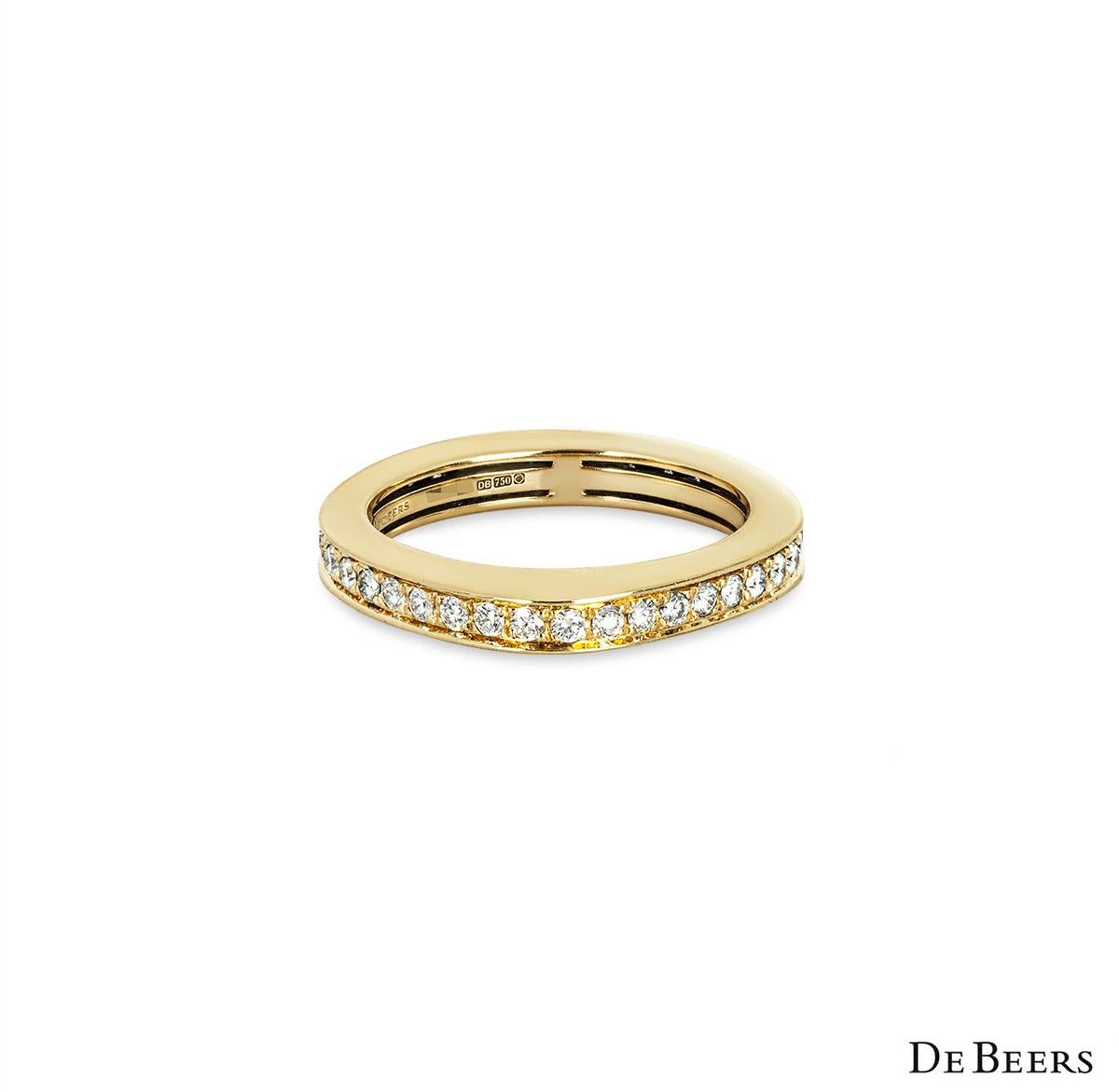 Round Cut De Beers Yellow Gold Diamond Full Eternity Ring 0.78ct TDW For Sale
