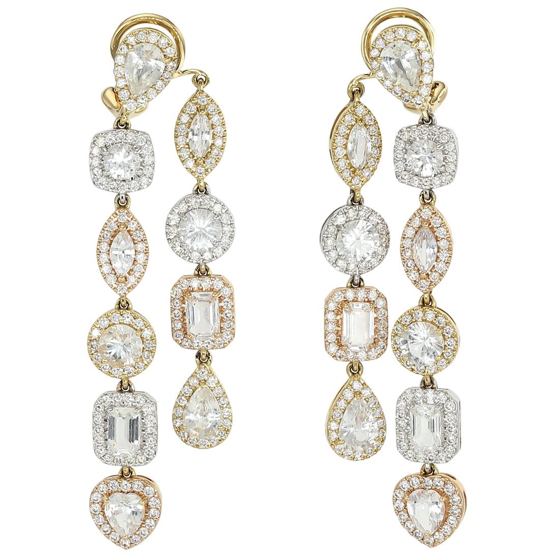 de Boulle Collection White Sapphire Dangle Earrings For Sale