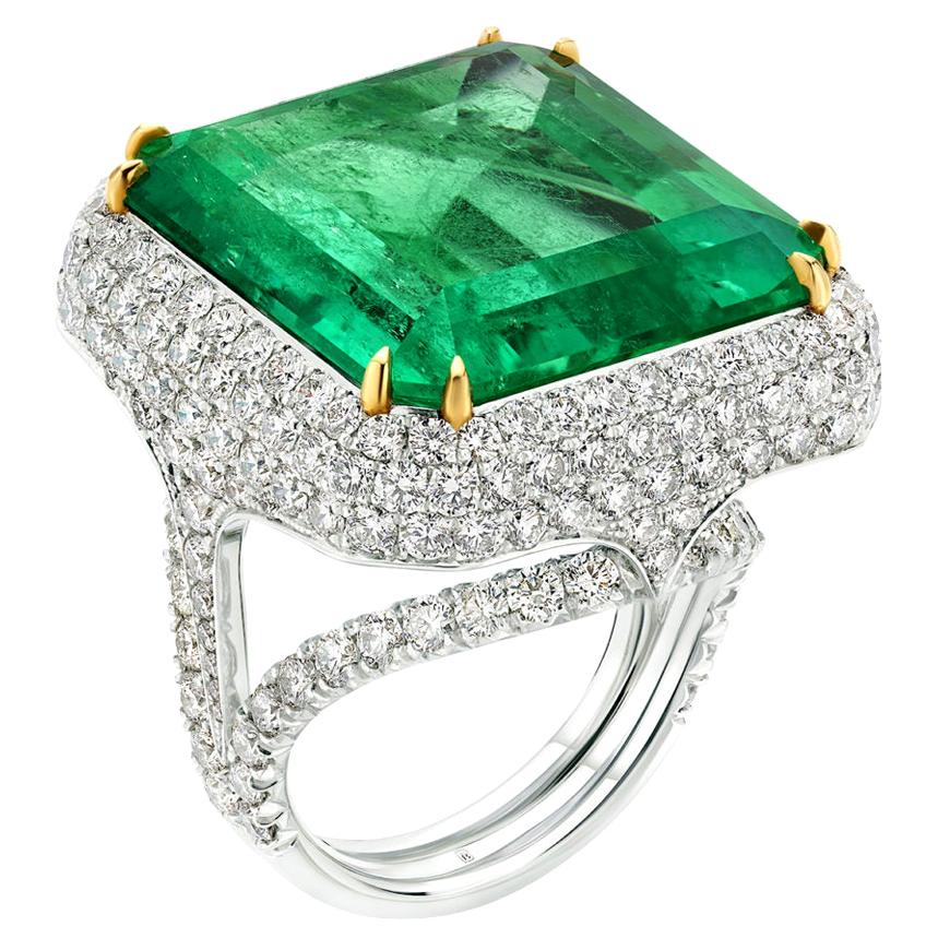 de Boulle High Jewelry Collection Moghul Ring 36.47 Carat Colombian Emerald