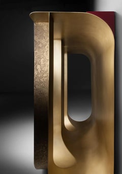 De Castelli Vault Console in Brass and lacquered wood by Luca Gruber