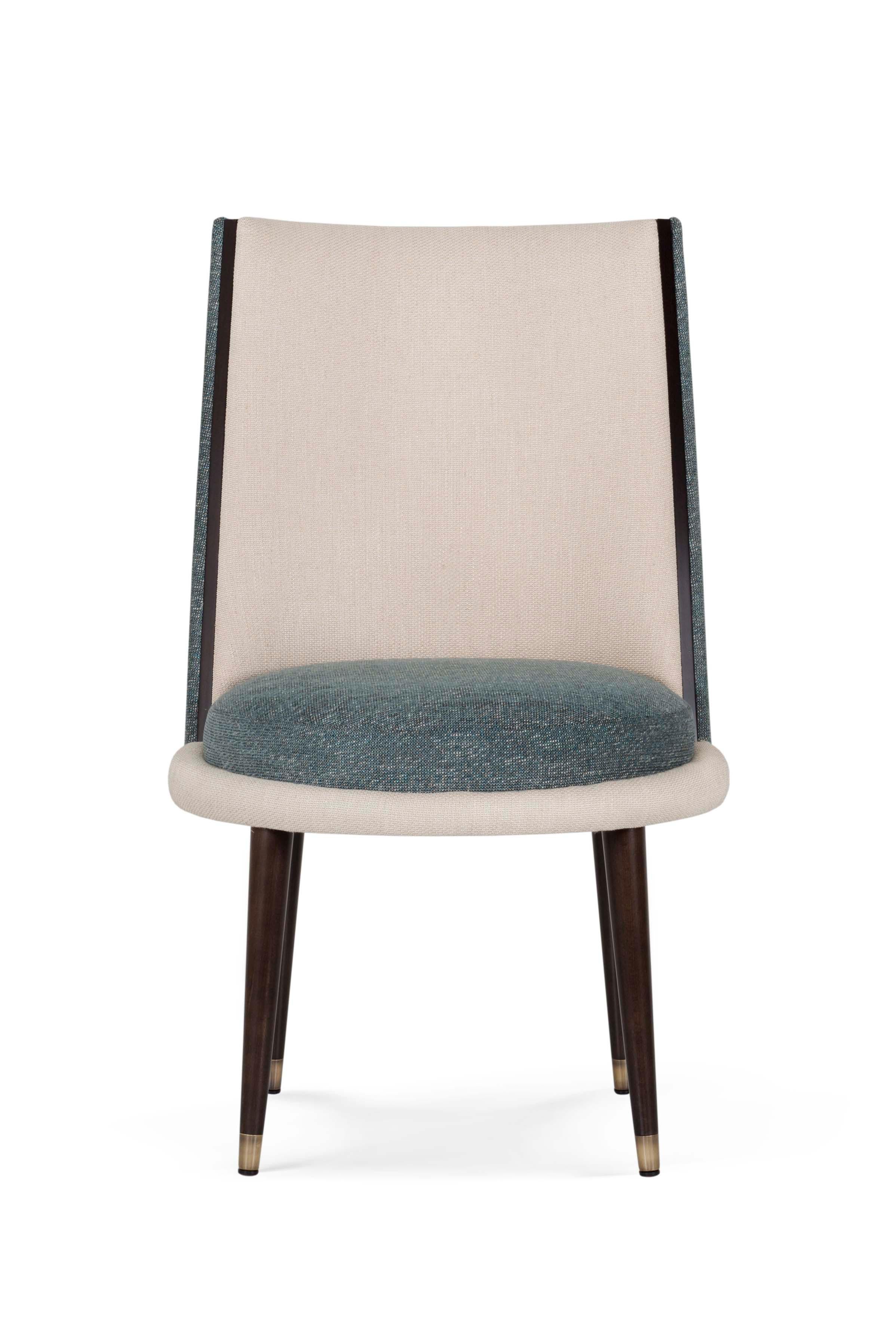 Portuguese Modern De Castro Dining Chair, Blue Beige Woven, Handmade Portugal by Greenapple For Sale