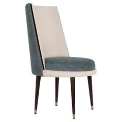 Greenapple Chair, De Castro Chair, Blue Beige Upholstery, Handmade in Portugal
