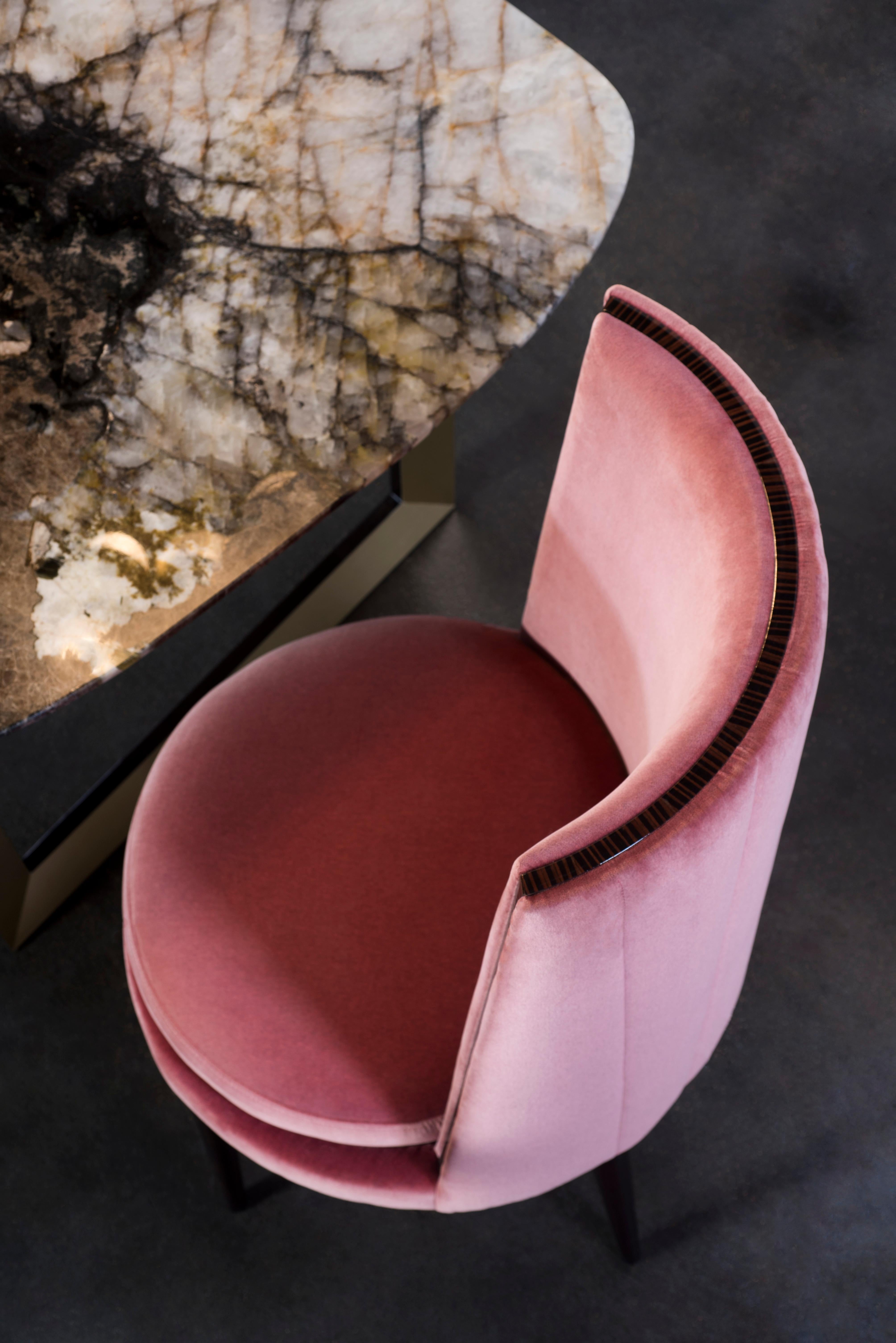 Modern De Castro Dining Chairs, Velvet, Beech, Handmade Portugal by Greenapple For Sale 9